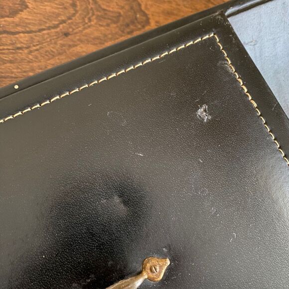 Vintage Dresser Caddy Faux Leather Box with Lid Red Flocked Velvet Valet - Picture 10 of 10